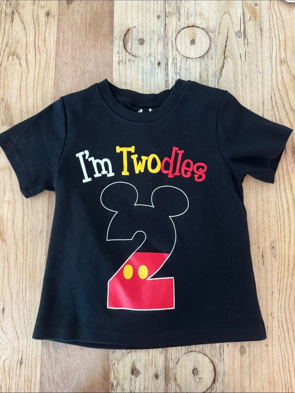 Kids Black 'I'm Twodles' 2nd Birthday Tee